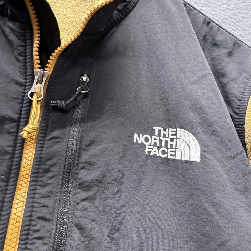 The North Face Fleece Jacket Mens Large Denali Tan Black Full Zip + Pockets